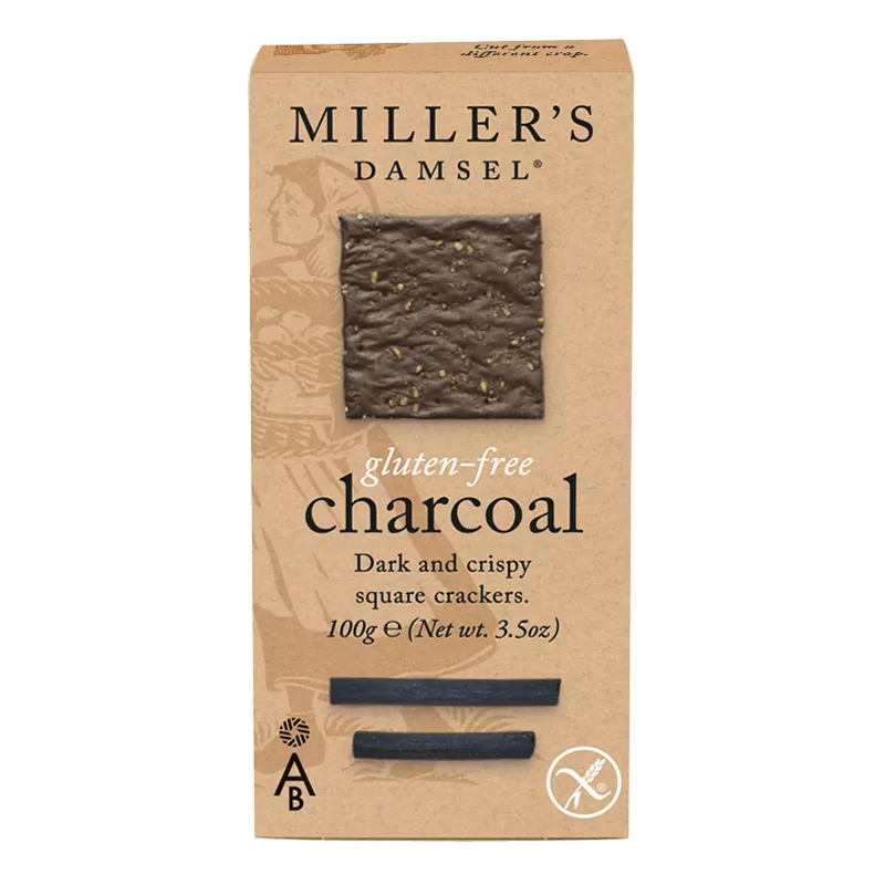 Artisan Biscuits Miller's Damsels Charcoal Crackers Gluten Free 100g