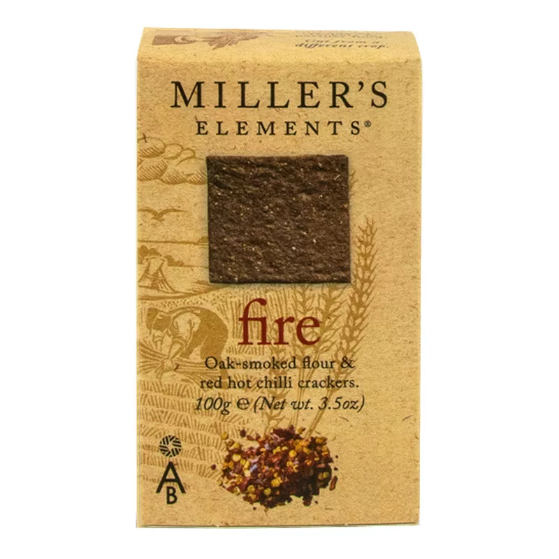 Artisan Biscuits Millers Elements Fire Crackers Smoked Flour Red Chilli 100g