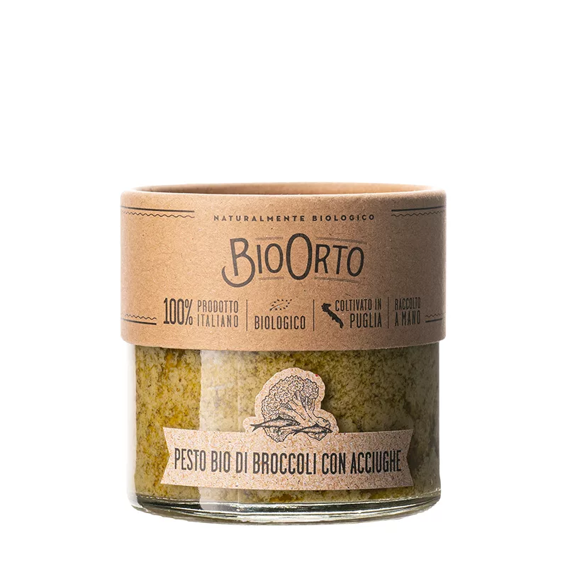 BioOrto Organic Pesto Broccoli with Anchovies 180g