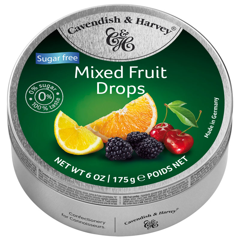 Cavendish & Harvey Sugar Free Mixed Fruit Drops Tin 175g
