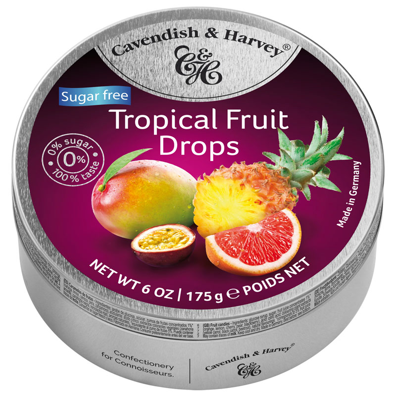Cavendish & Harvey Sugar Free Tropical Fruit Drops Tin 175g