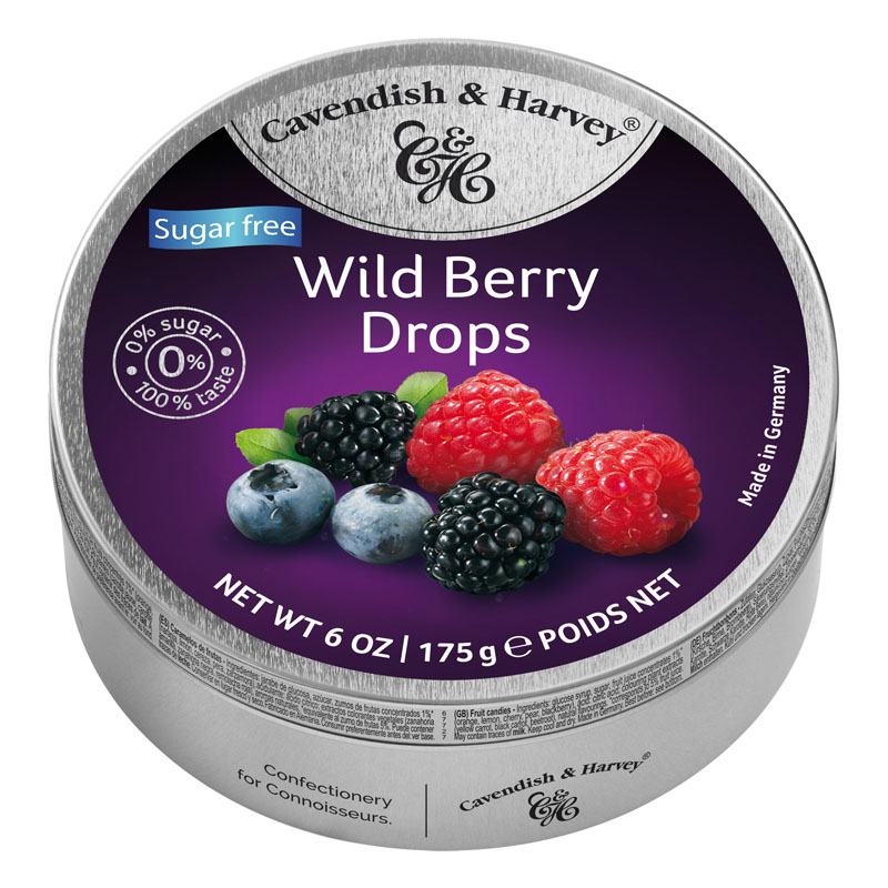 Cavendish & Harvey Sugar Free Wild Berry Drops Tin 175g
