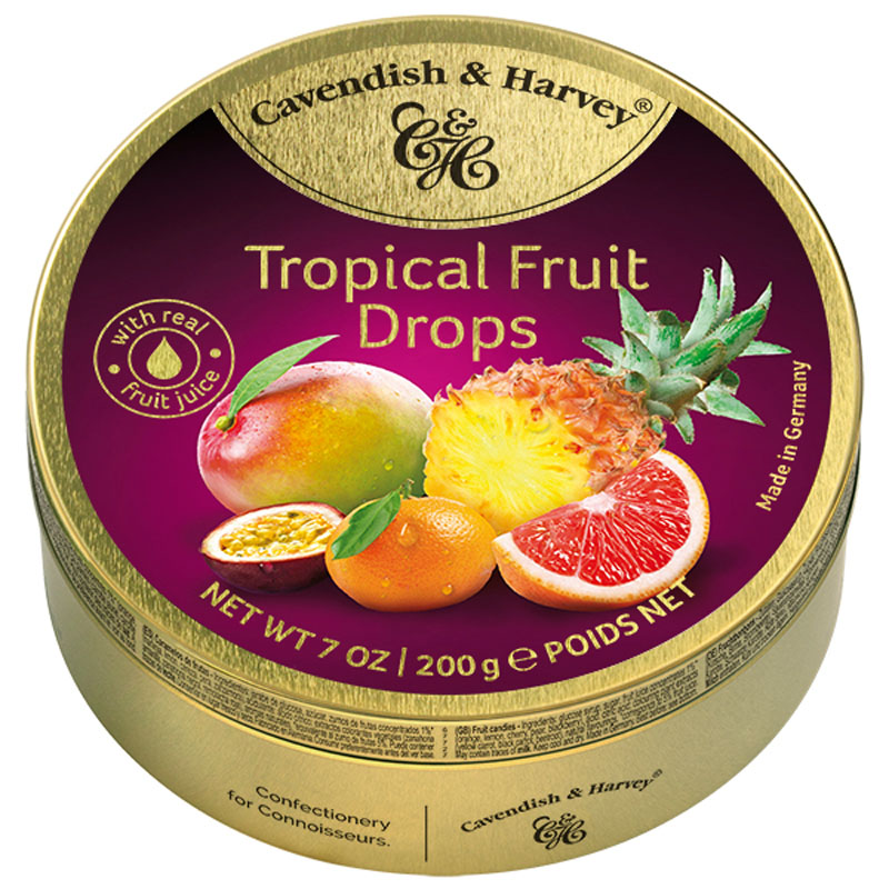 Cavendish & Harvey Tropical Fruit Drops Tin 200g