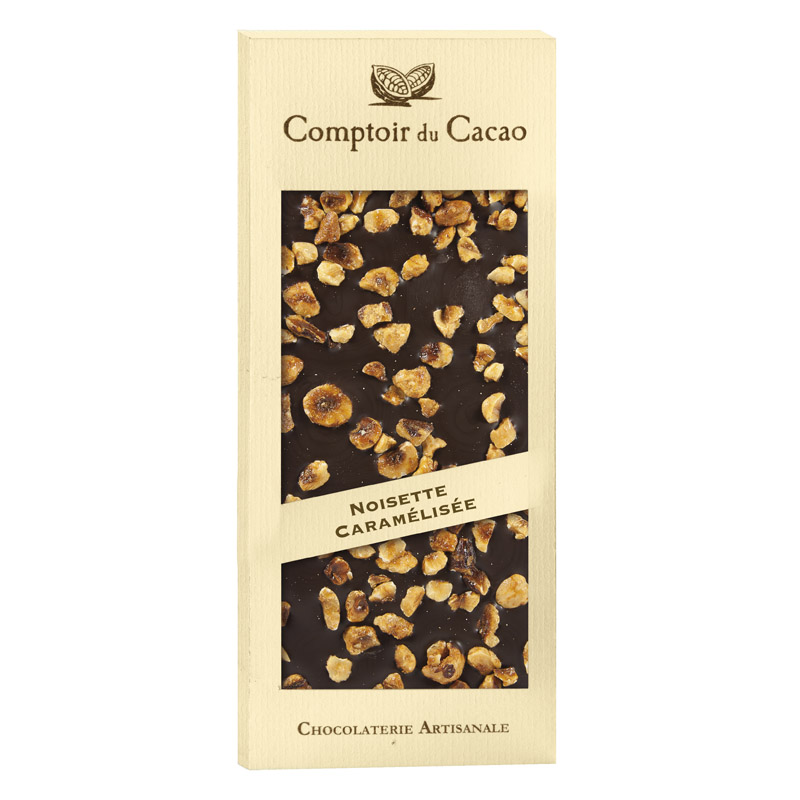 Comptoir du Cacao Dark Chocolate Tablet Caramelised Hazelnuts 90g