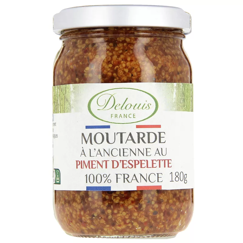 Delouis Organic Wholegrain Espelette Chili Pepper Mustard 180g