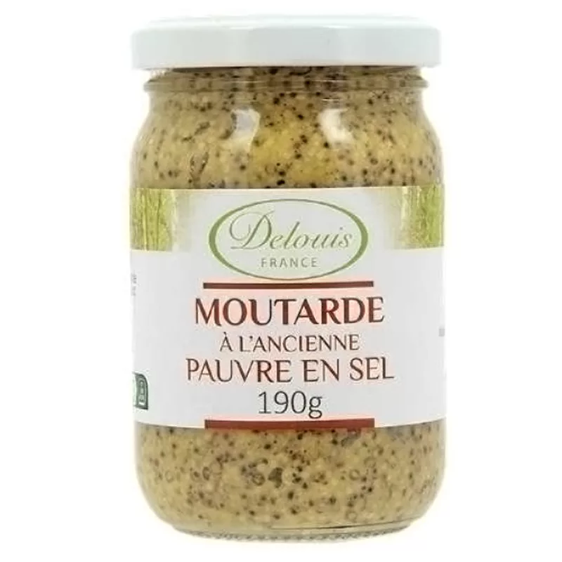 Delouis Organic Wholegrain Low Salt Mustard 180g