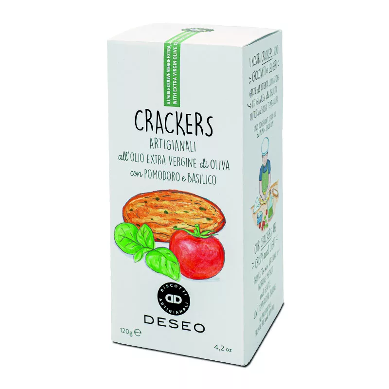 Deseo Extra Virgin Olive Oil Crackers Tomato Basil 120g