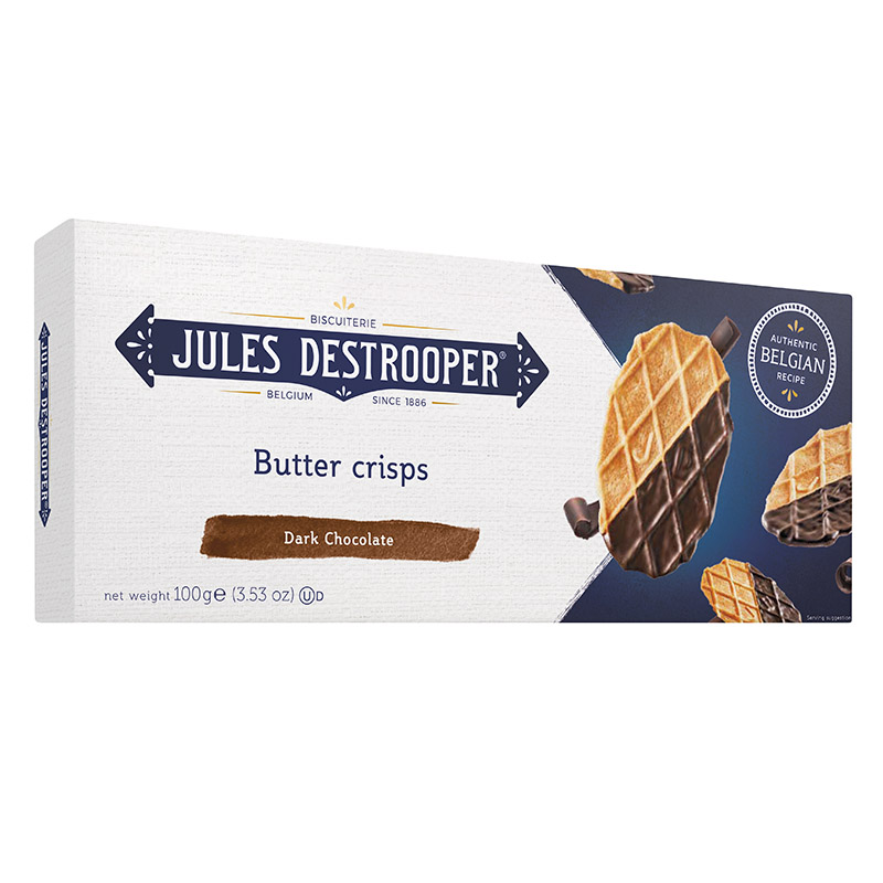 Jules Destrooper Butter Crisps Belgian Dark Chocolate 100g