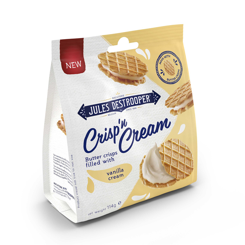 Jules Destrooper Crisp 'n Cream Butter Crisps Vanilla 114g