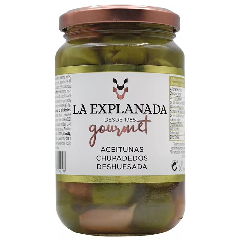 La Explanada Pitted Chupadedos Green Olives 340g