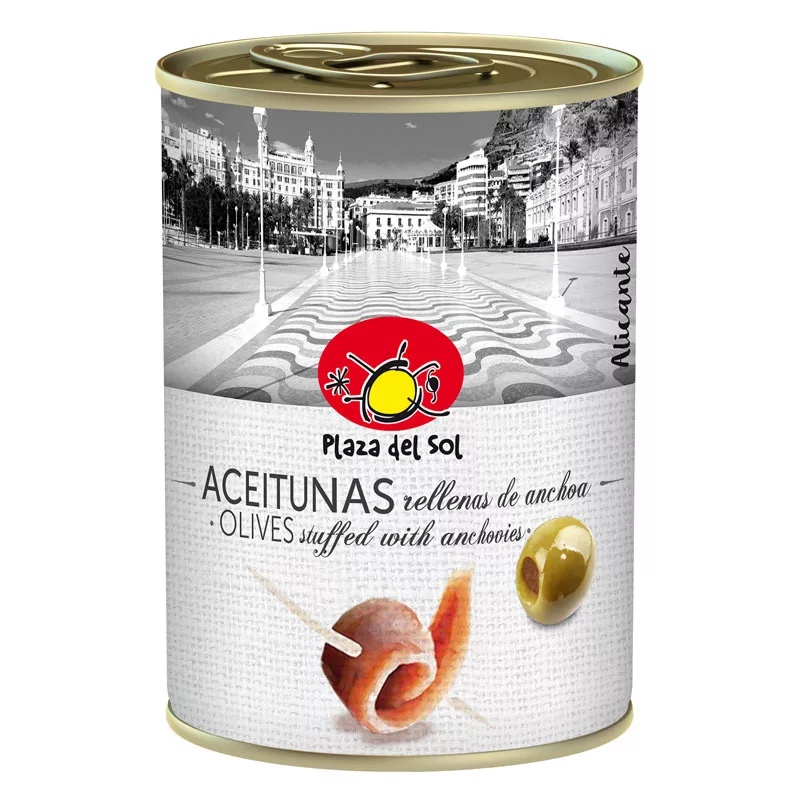 Plaza del Sol Olives Stuffed with Anchovies 280g