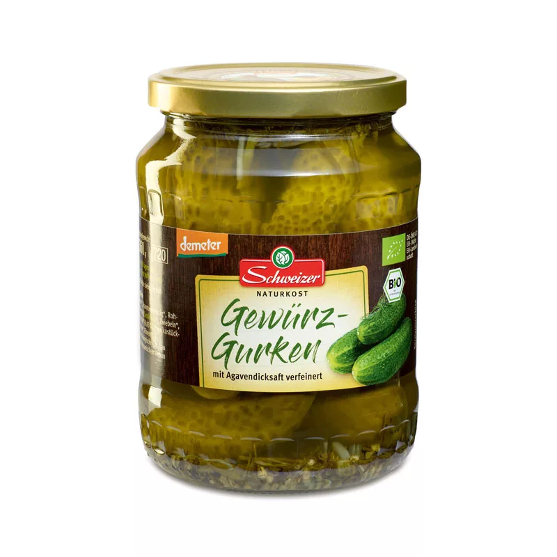 Schweizer Pickled Dill Cucumbers Organic Bioland 670g