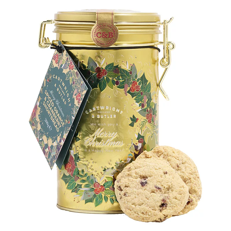 Cartwright & Butler Spiced Orange & Cranberry Shortbread Tin 200g